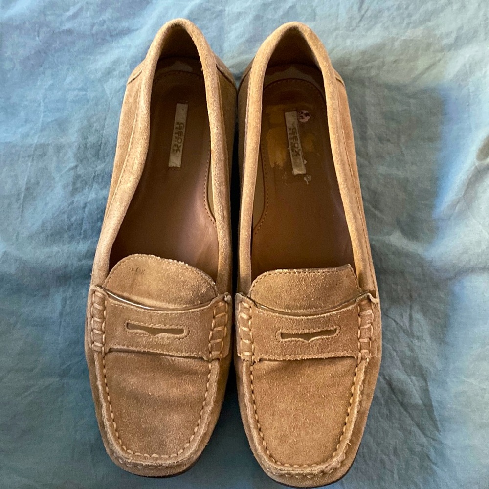 Geox Suede Tan Loafers, Size EU 37.5 / US 7.5